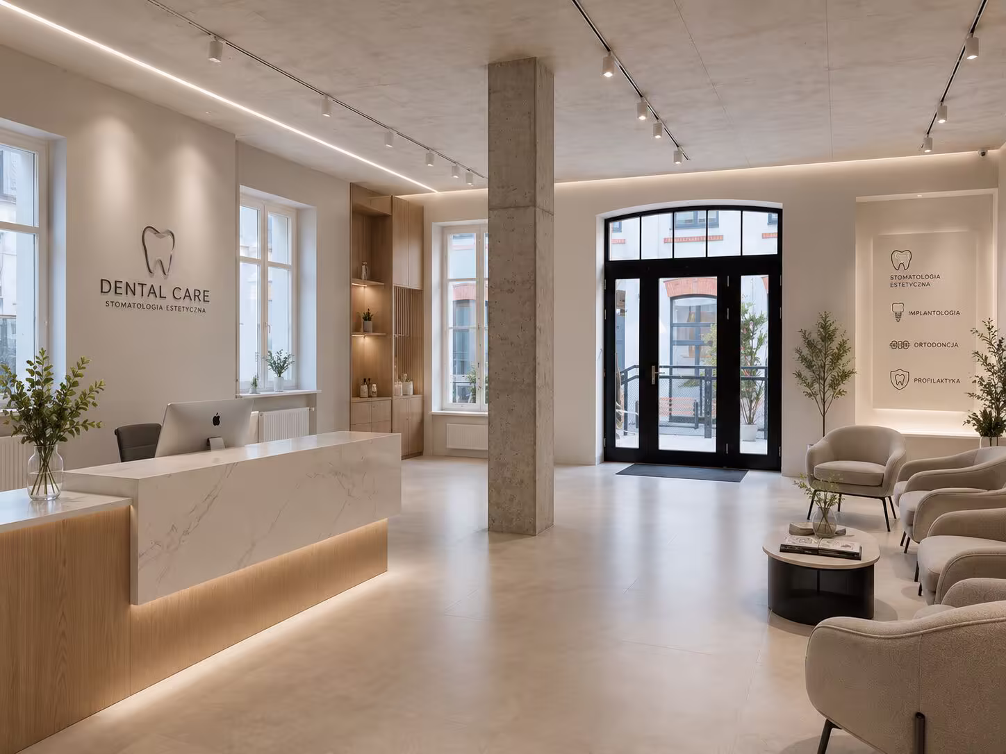 Wnętrze gabinetu stomatologicznego, recepcja Dental Care